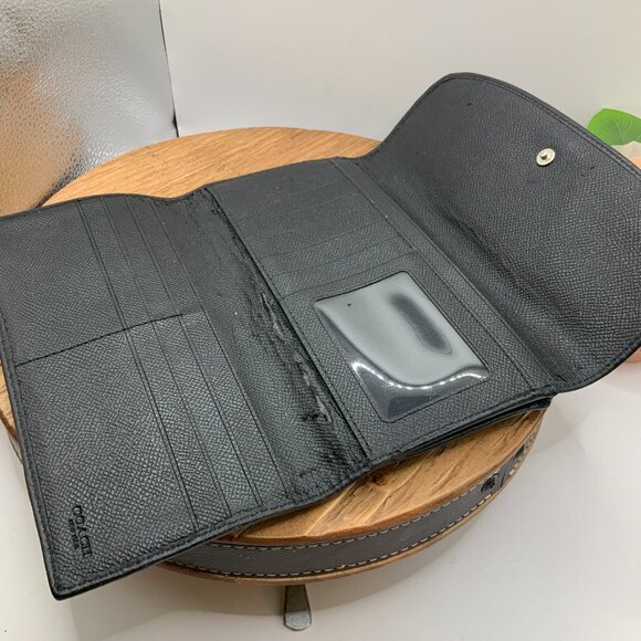 Coach Leather Canvas Signature "C" Slim Full Size Wallet - Picture 4 of 6